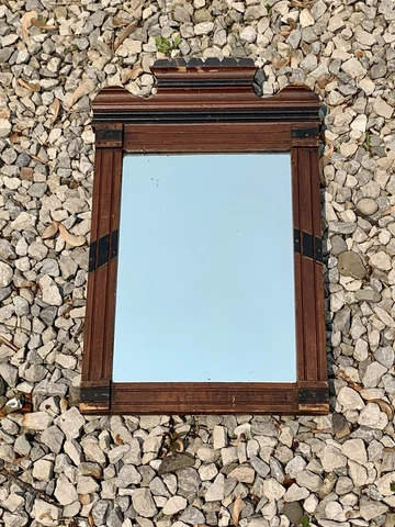 Antique Early 1800s Mirror - Wood Frame - Wavy Glass Cover