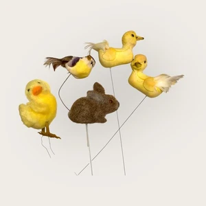 Vintage 5 addobbi albero di Natale uccellini decorati piume,pulcino, coniglio - Imagen 1 de 20