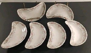 Vintage CT Altwasser Bone Crescent Dishes Germany Floral Blue Pink Set Of 6 - Picture 1 of 21