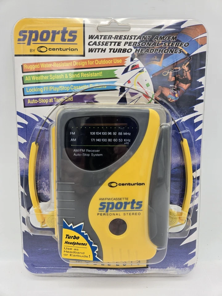 Auriculares estéreo de radio personal casete AM/FM Sports By Centurion de colección NUEVO Foto 1 de 4