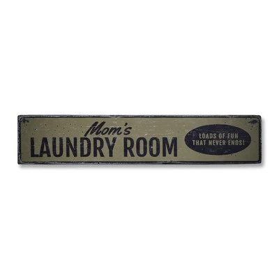 Mom's Laundry Room, Custom Loads Of Fun - Rustic Distressed Wood Sign - Image 1 of 2
