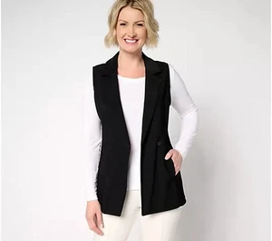 Attitudes by Renee Petite Euro Knit Vest Black Petite Large A704693 - Picture 1 of 1
