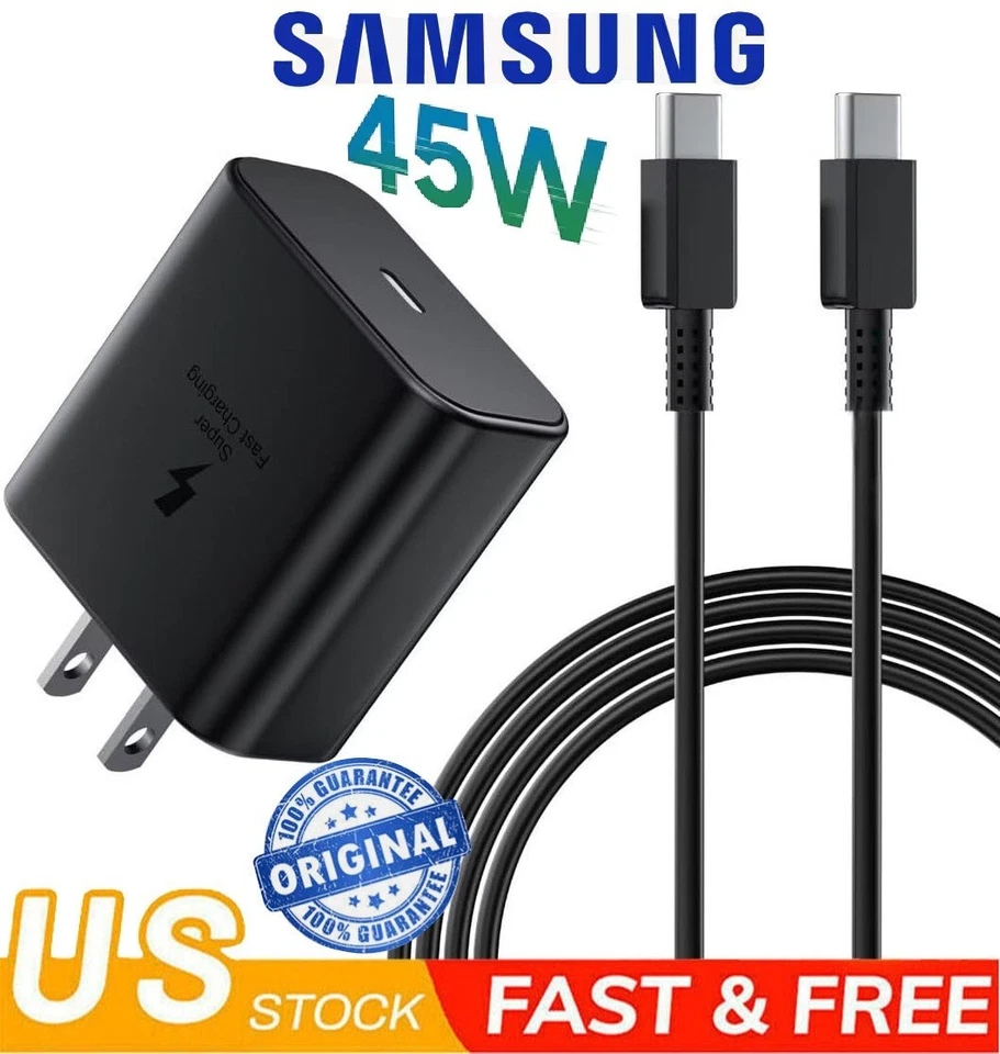 Original Samsung 45W Super Fast Charger Adapter USB-C Cable Galaxy S25 S24 Ultra - Image 1 of 4
