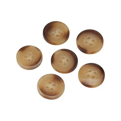 20Pcs Brown-Tan Resin Buttons, 4-Hole, Glossy, for Clothing & Crafts Sewing DIY - Image 1 of 4