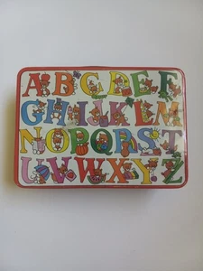 Vintage JSNY Colorful Alphabet Empty Keepsake Storage Tin  - Picture 1 of 7