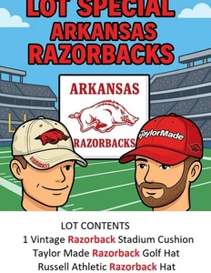 Lot of 2 Arkansas Razorback hats Taylor Made, Russell, and one vintage Stad Seat - Picture 1 of 14