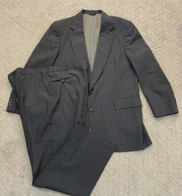 Adams Row by Richman Suit Mens 46 Long Gray Pinstripe Jacket & Pants Made USA - Image 1 of 4