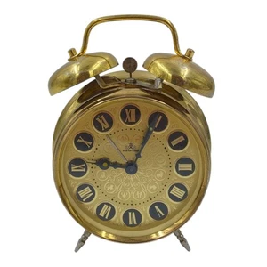 Vintage Meister-Anker Twin Bell Alarm Clock Analog Germany Brass Zodiac Glows - Picture 1 of 8