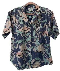 VTG KAHALA Men Hawaiian Shirt Reverse Tropical Print Large 100% Cotton USA-Stain - Imagen 1 de 9
