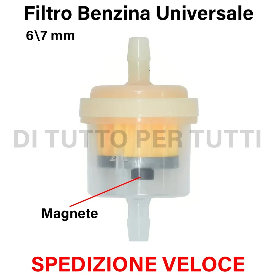 FILTRO BENZINA CARBURANTE 6mm/7mm UNIVERSALE MOTO MAGNETICO SCOOTER AUTO BARCA - Immagine 1 di 4