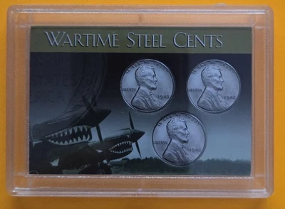 1943 Centavo de acero en tiempos de guerra Tigres voladores Estuche escarchado Snaplock Portamonedas 2X3 Foto 1 de 2