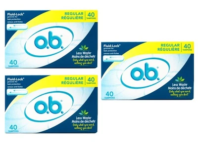 o.b. Tampons Regular No Applicator, Unscented - 40ct Pack of 3 - Image 1 of 4