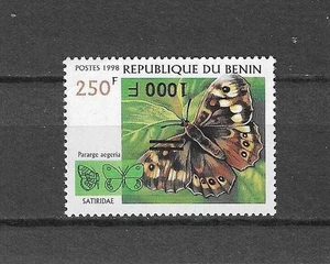 Benin Insects Butterfly Schmetterlinge Papillons 250F overpr reverse 1000F ERROR - Picture 1 of 1