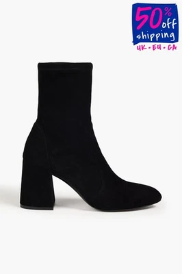 RRP€560 STUART WEITZMAN Suede Leather Ankle Boots US7 UK4.5 EU37.5 Black Pull On - Image 1 of 4