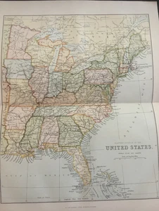 Antique Folding Map Eastern United States c.1877 – Original Lithograph - Picture 1 of 5