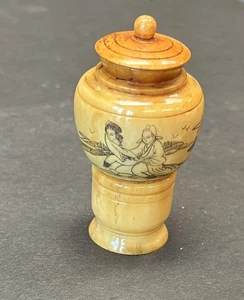 Antigua botella de tabaco Shunga arte erótico japonés asiático antiguo, hueso de bovino - Imagen 1 de 11