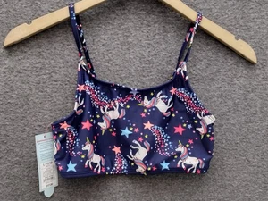 Cat & Jack Unicorn Swimsuit Top Blue Stars Spaghetti Strap Swim L 10-12 - Picture 1 of 8