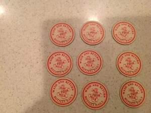 Vintage Paper Milk Bottle Caps 9 Total Caps "Wash and Return Pure Fresh Milk " - Picture 1 of 7