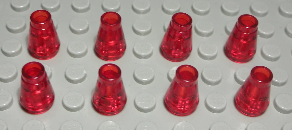 Lego Stein Kegel 1x1 Rot Transparent 8 Stück - Bild 1 von 1