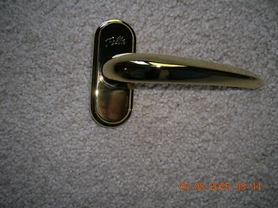 (((PELLA)))Storm and  Screen Door Handle Bright Brass Stamped Pella on Exterior - Image 1 of 3