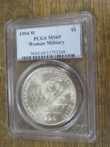1994-W Women Military Commemorative Silver Dollar - PCGS MS69 - Picture 1 of 3