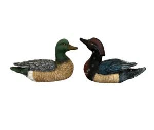 2 Vintage Resin Hand Crafted Mallard Duck 6" Long Figurine Sculpture - Nice!! - Picture 1 of 2