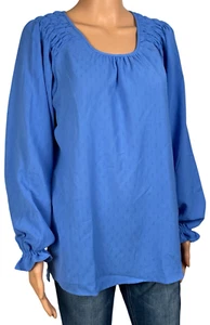 Jessica Simpson Womens Medium Blue Blouse Textured Top Long Sleeves Pullover New - Picture 1 of 7