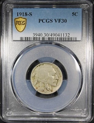 1918-S Buffalo Nickel VF30 Early Date Mid Grade Coin Affordable - Image 1 of 4
