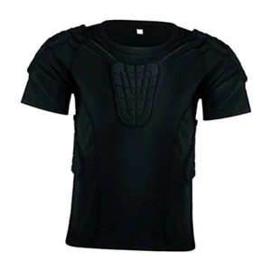 Kid’s Padded Shirts Short Sleeve Compression Chest and Rib Medium Black - Picture 1 of 5
