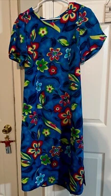 Vestido para mujer talla M de Positive Attitude azul floral ligero mangas cortas Foto 1 de 4