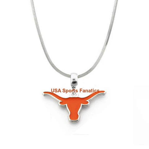 NCAA - Texas Longhorns Team Logo Pendant Necklace On 925 Snake Chain Cover