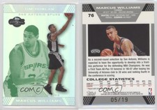 2007 Co-Signers Silver Green Foil /19 Marcus Williams Tim Duncan Rookie RC HOF