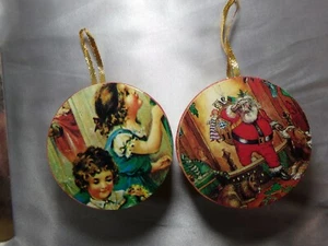Small Christmas Wooden Gift Box Ornament Santa Cats Dogs children Scenes on Top - Picture 1 of 5