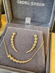 Georg Jensen Moonlight Grape Earring and Necklace Pendant Set 18K Yellow Gold - Picture 1 of 10