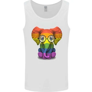 LGBT Elephant Gay Pride Day Awareness Mens Vest Tank Top - Picture 1 of 3