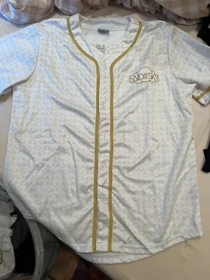Camiseta de béisbol Said The Sky blanca y dorada talla GRANDE EDM Dj Foto 1 de 4