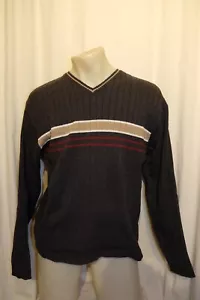 Suéter de punto informal para hombre LERROS 100% ALGODÓN GRIS RAYAS XL EXCELENTE - Imagen 1 de 3