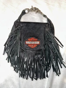 Harley Davidson Leather Hip Bag with Clips and Fringe - Picture 1 of 3