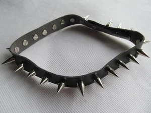 Unisex PVC Faux Leather with Metal Spikes Studded Neck Choker Goth Fetish Punk - Picture 1 of 2
