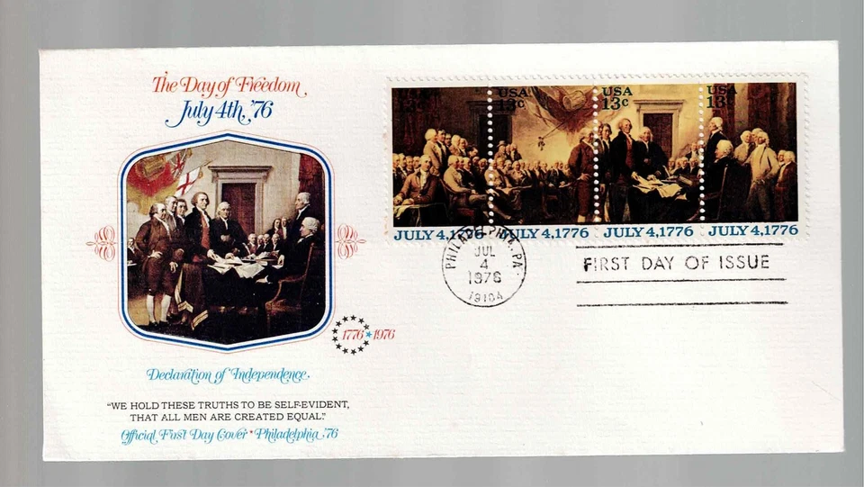 US Scott #1691-94, First Day Cover 7/4/76 Philadelphia Strip Independence - Image 1 of 1