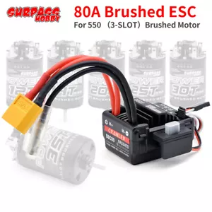 SURPASSHOBBY 80A Brushed ESC for 550 Motor 1/10 1/12 RC Car Wltoys 144001 124019 - Picture 1 of 11