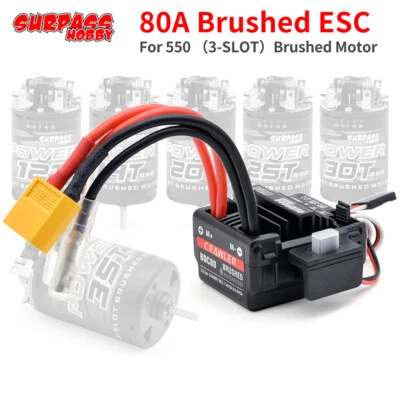 SURPASSHOBBY 80A Brushed ESC for 550 Motor 1/10 1/12 RC Car Wltoys 144001 124019 - Image 1 of 4