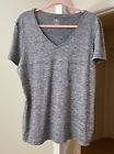 Athletic Works Top Gray Marled V-Neck Pullover Gym Fitness Women's XL