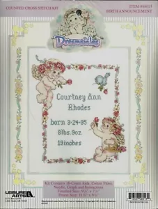 LEISURE ARTS - DREAMSICLES - BIRTH ANNOUNCEMENT - Cross Stitch Kit - #48013 NIP - Picture 1 of 2