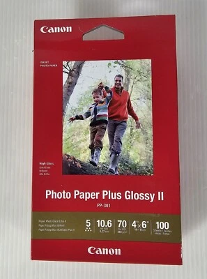 Genuine Canon Photo Paper Plus Glossy II 4x6 PP-301, 100 Sheets,Genuine NEW - Image 1 of 2