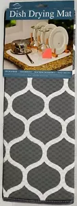 Kitchen Microfiber Dish Drying Mat (16"x18") GRAY & WHITE DESIGN, gray by S & T - Picture 1 of 7