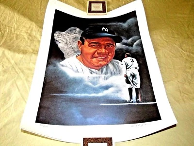 BABE RUTH THE YANKEES BAMBINO ARTIST ROBERT STEPHEN SIMON SIGNED AUTO L/E LITHO - Image 1 of 4