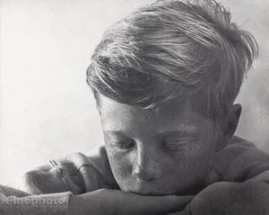1960 Vintage YOUNG RED HAIR BOY Freckles Sleepy Photo Art NORMA HOLT 11x14 - Picture 1 of 1