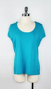 Jones New York Teal Scoop Neck Cap Sleeve Blouse Women's Size XL - Picture 1 of 7