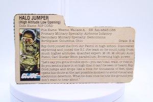 Vintage Hasbro GI Joe ARAH 1984 Rip Cord File Card (B26)